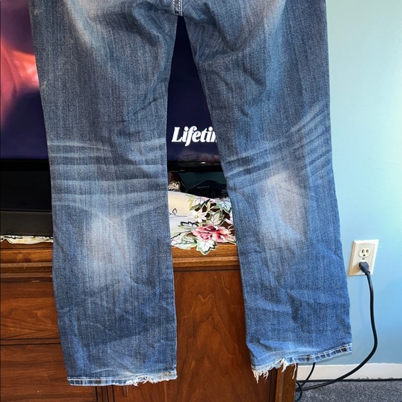 Miss Me Relaxed Boot Cut Blue Jeans w/White Embellished Stitching Size 14 - Picture 5 of 8